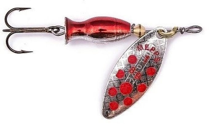 Mepps Aglia Long Heavy silver/red dots - #1 - 8 gram - Fishing-bait.nl