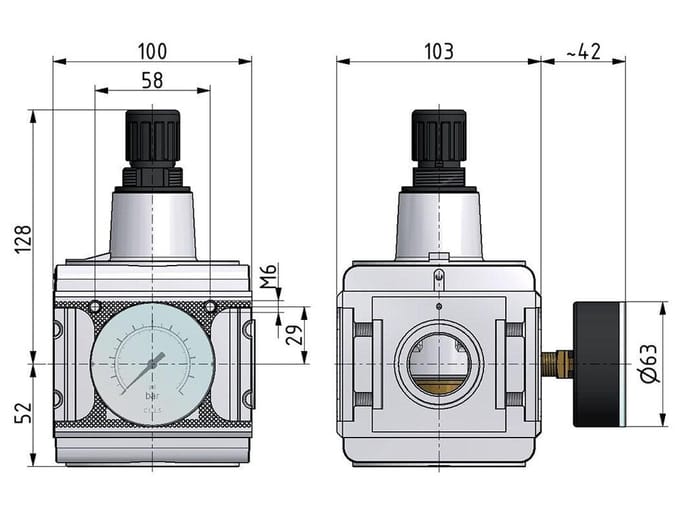 Drukregelaar G3/4'' 17500l/min 0,5-10,0bar/7-145psi Cilinderlock Multifix 5
