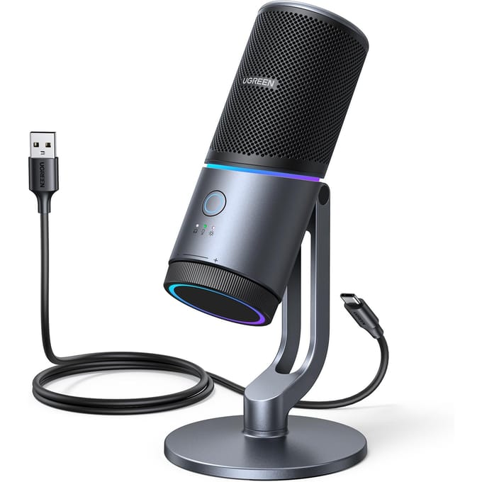 Cardioïde Microfoon UGREEN CM769 (35629), RGB, USB-A, 2m, Zwart