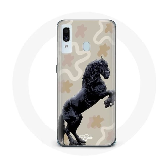 Coque - Frison - Samsung Galaxy A30 - Souple - Noir - Race de cheval noir
