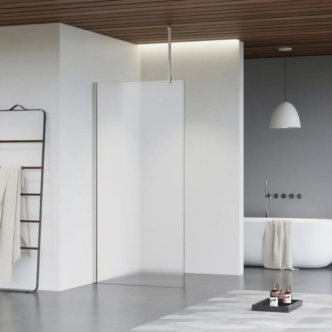 FugaFlow Eccelente Vetro inloopdouche badkamer - 100x200cm - mat glas - plafondarm - geborsteld RVS