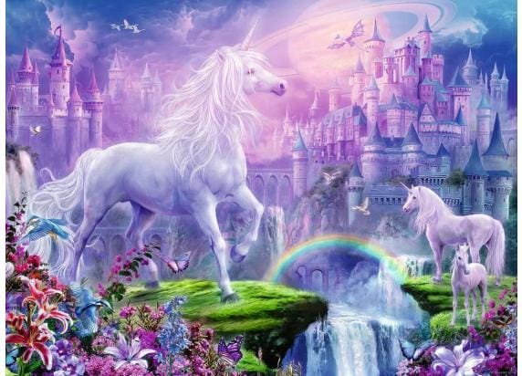 Ravensburger puzzel Koninkrijk van de Eenhoorns (glitter) - Legpuzzel - 100 stukjes