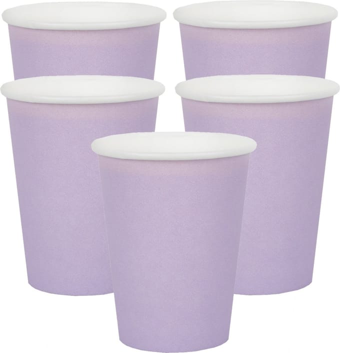 Santex Feest/verjaardag bekertjes - karton - 20x stuks - lila - 270 ml