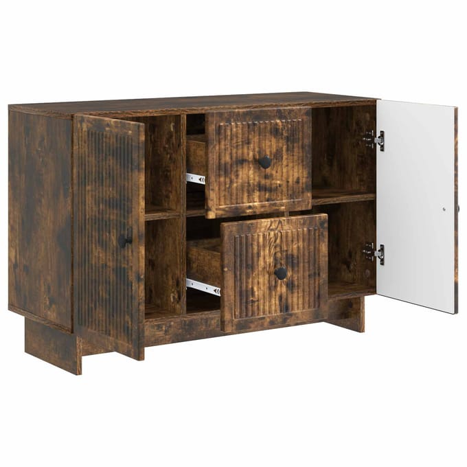 vidaXL - Dressoir - met - lade - Gerookt - eiken - 89 - x - 34,5 - x - 60 - cm - Bewerkt - hout