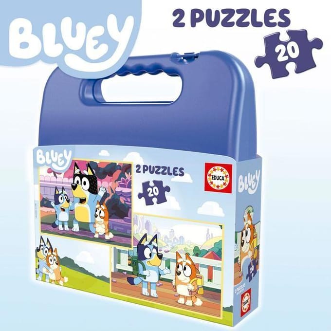 Puzzel - EDUCA - Puzzel Bluey - Set van 2 Puzzels - 20 stukjes - Gerecycled karton