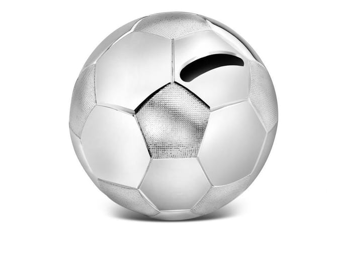 Zilverstad - Spaarpot Voetbal 8,5x8,5x8cm zilver kleur