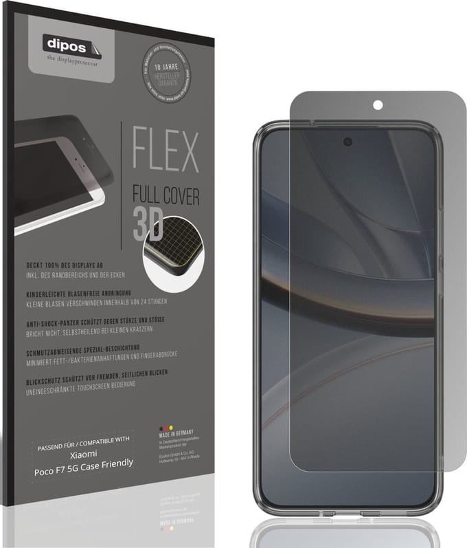 dipos FLEX – Matte Privacy Screenprotector geschikt voor Xiaomi Poco F7 5G Case Friendly | Volledige Schermbescherming | Case-Friendly