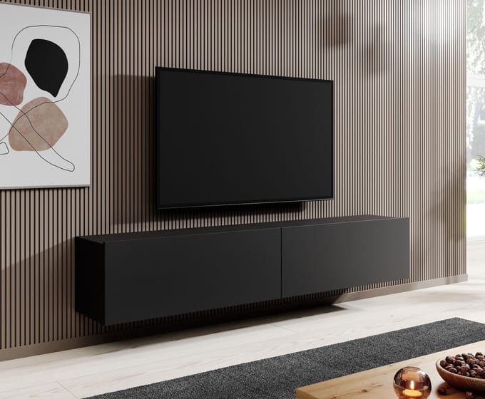 Meubella - TV-Meubel Asilento - Mat zwart - 180 cm