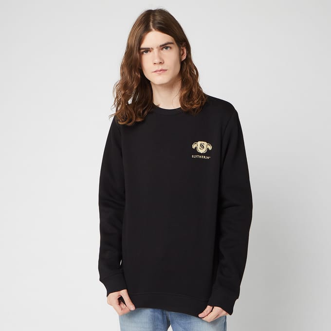Harry Potter Slytherin Unisex Embroidered Sweatshirt - Black - L