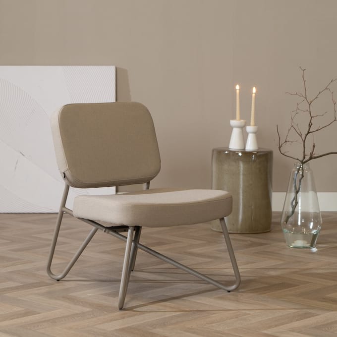 Bronx71® Scandinavische fauteuil Viggo taupe gerecyclede stof