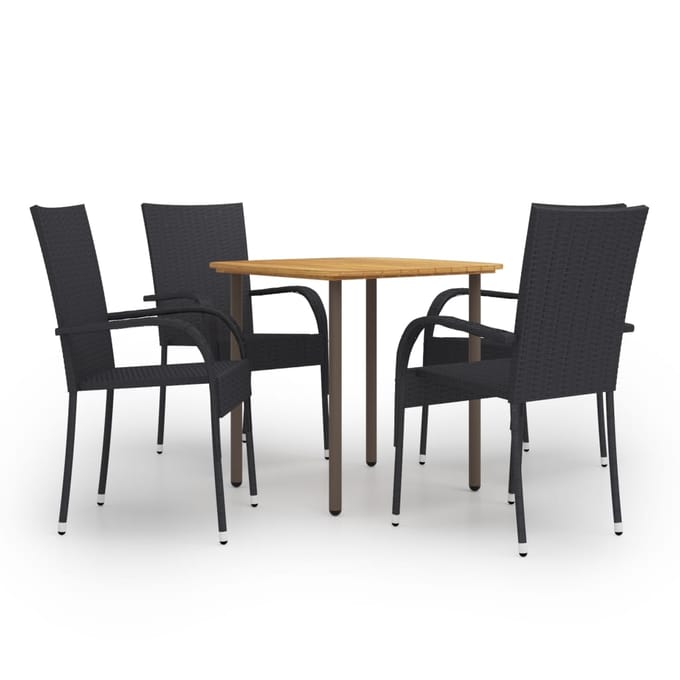 vidaXL - 5-delige - Tuinset - poly - rattan - zwart