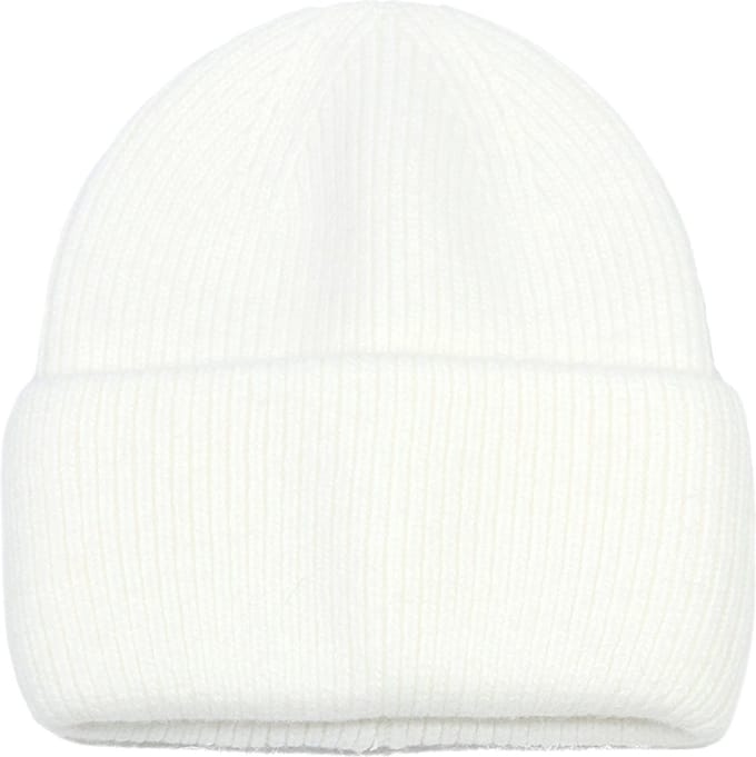 Offwhite wollen muts voor winter - dames - one size - witte wintermuts met brede rand - wol/acryl - STUDIO Ivana