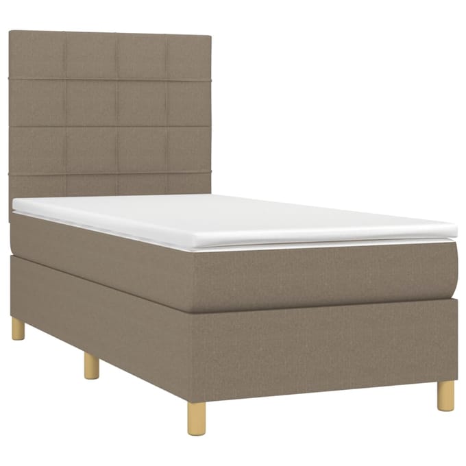 vidaXL - Boxspring - met - matras - en - LED - stof - taupe - 80x200 - cm