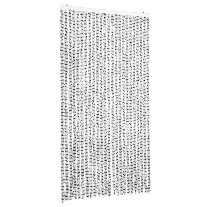 vidaXL - Vliegengordijn - 100x200 - cm - chenille - lichtgrijs - en - donkergrijs