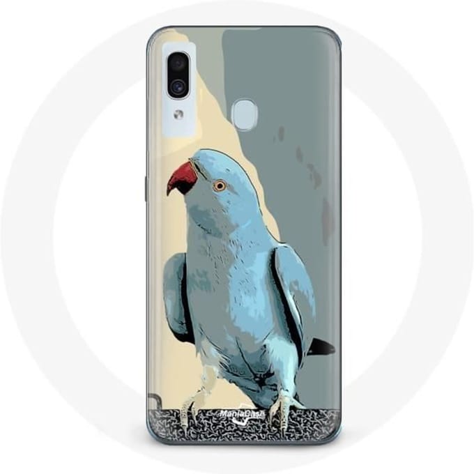 Coque - MANIACASE - Samsung Galaxy A30 - Souple - Perruches perroquets - Bleu bleu
