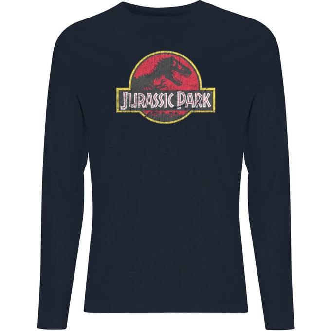 Jurassic Park Logo Men's Long Sleeve T-Shirt - Navy - M