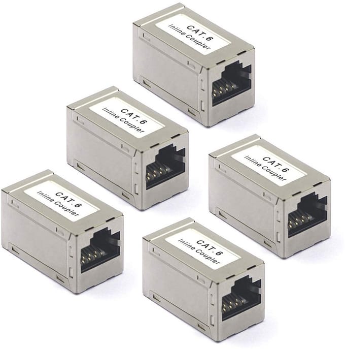 VCE 5pcs Cat6 Ethernet Adapter Clutch Patch Cable RJ45 Adapter POE Cat6 LAN Connector Extension Lan Cable RJ45 Coupling