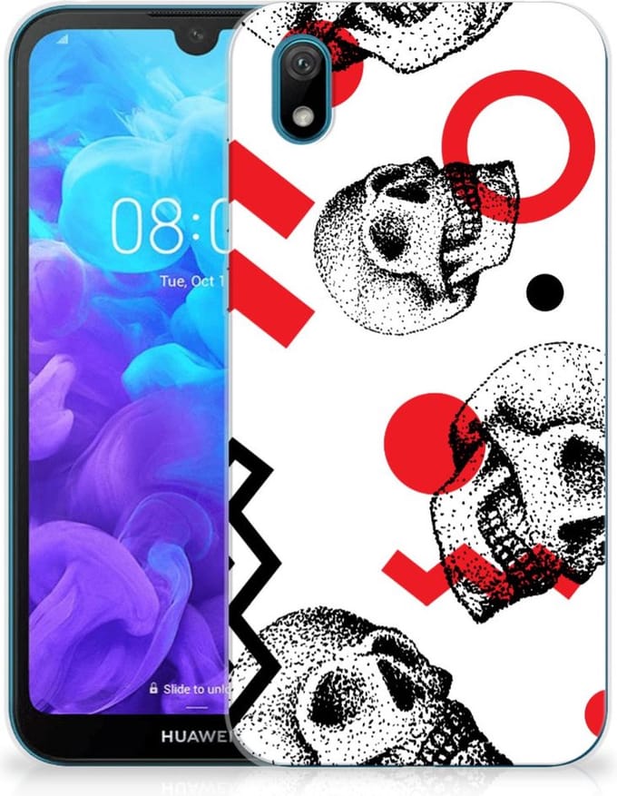 Silicone Back Case Huawei Y5 (2019) Skull Red