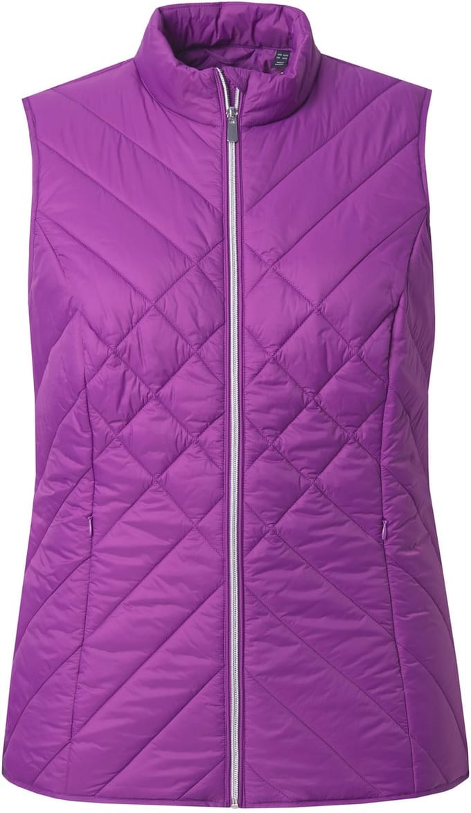 Ulla Popken - Dames - HYPRAR functionele doorgestikte bodywarmer waterafstotend - Donkermagenta - Maat 46+