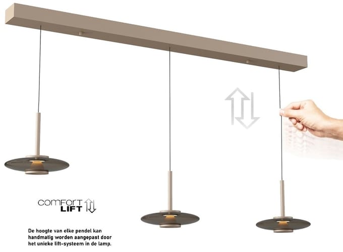 Artdelight - Hanglamp Madison 3 lichts L 130 cm comfortlift champagne