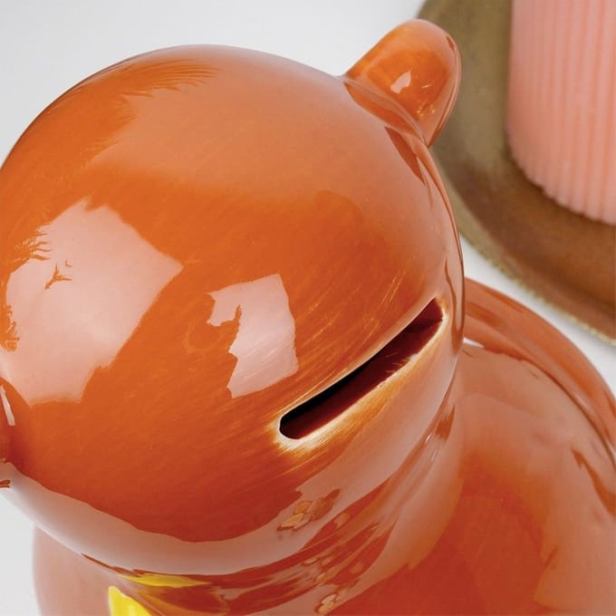 VILDE - Keramische Spaarpot - Aapvorm - Oranje - Decoratief