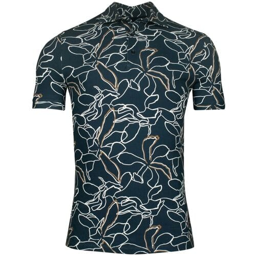 Giordano Polo Formentini Floral Pattern Subtle Stretch Piqué Navy / male