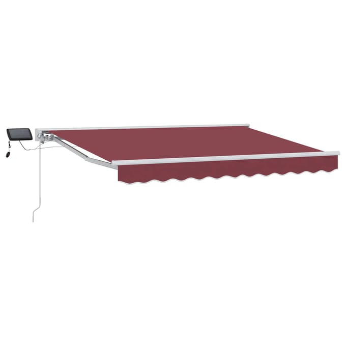 vidaXL - Handbediende - luifel - met - LED's - Bordeauxrood - en - Wit - 3 - x - 2,5 - m