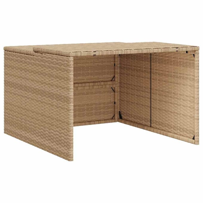 vidaXL - Garage - voor - robotmaaier - 86x90x52/57 - cm - poly - rattan - beige