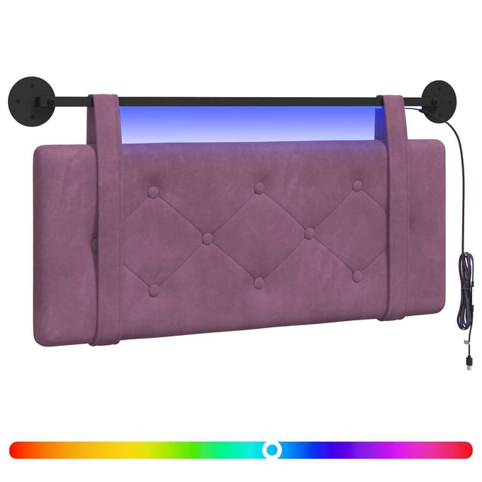 vidaXL - Hangend - hoofdbord - Met - LED-verlichting - Paars - Fluweel