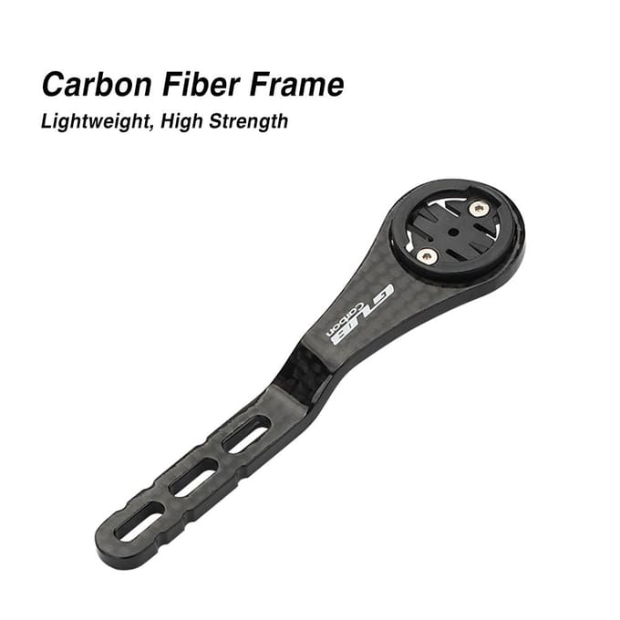 Fietscomputerhouder Handvat Koolstofvezel Geïntegreerd Gebogen Lichtgewicht voor GARMIN Cat Eye Bryton zwart