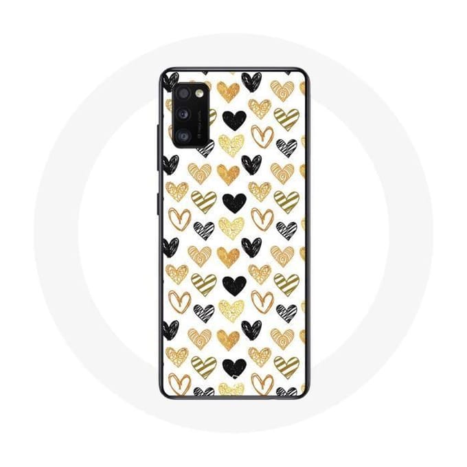 Coque pour Samsung Galaxy S20 plus Fond de texture abstraite coeurs noir jaune et gris