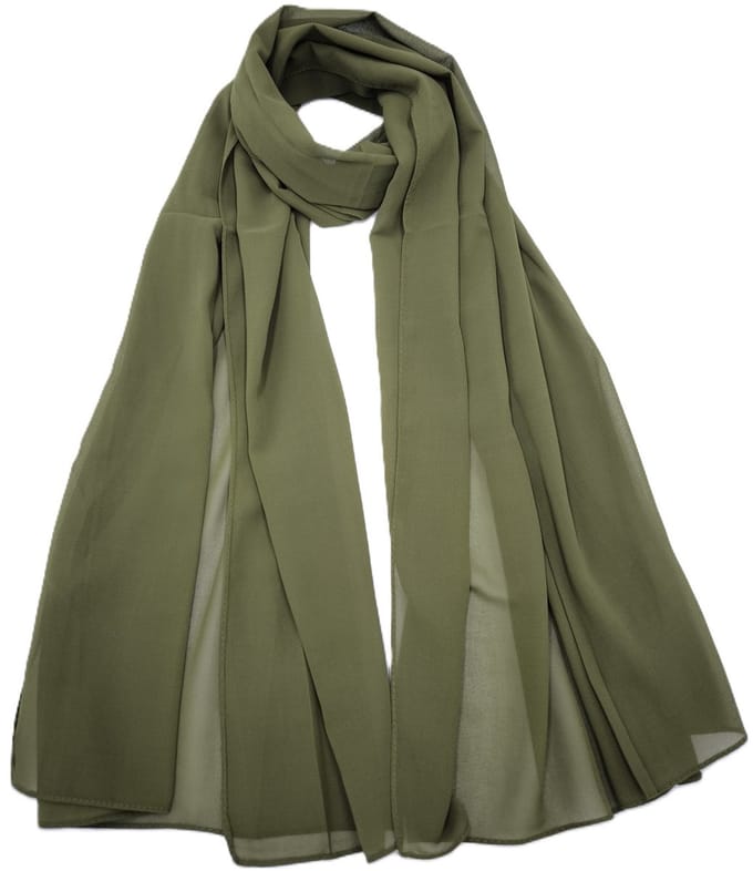 Lange dames sjaal Ditte-effen kaki groen-omslagdoek-stola