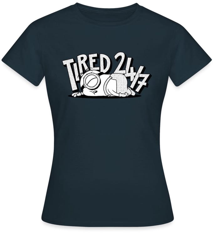 Minions Stuart Tired 24/7 T-Shirt Dames