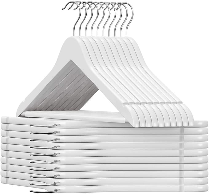 Hoppa! - Houten kleerhangers - kledinghangers - wit, set van 20 stuks