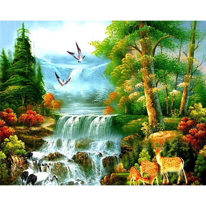 Bricolage 5D diamant mosaïque rivière paysage diamant peinture point de croix ensemble diamant broderie 20X30CM blue