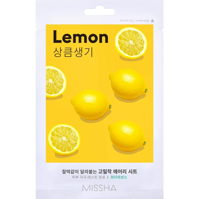 Masque en tissu - MISSHA - Citron - 19 g - Éclaircissant - Hydratant - Vegan