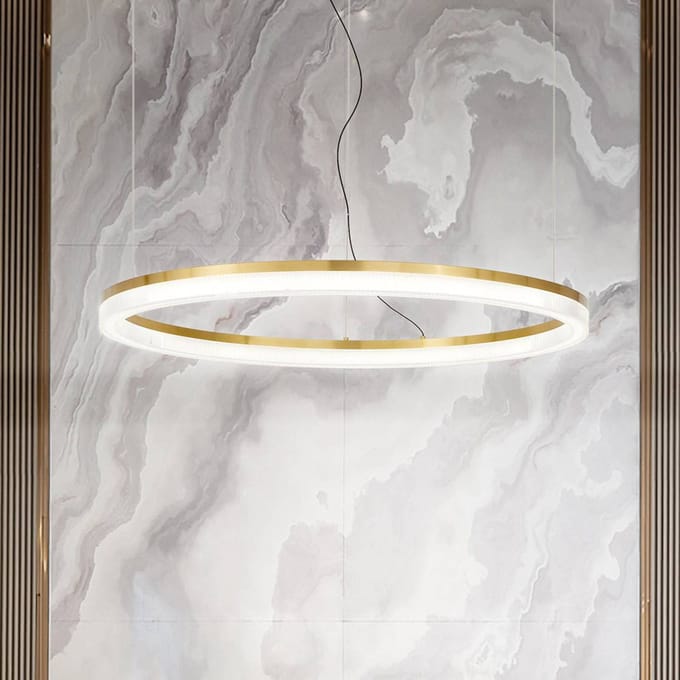 IDEAL LUX LED hanglamp Crown Ø 80 cm, messingkleurig metaal
