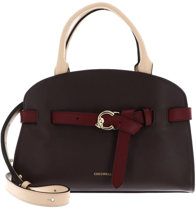 COCCINELLE Leren handtas schoudertas Sabine Handbag Brunette / Betulla / Ribes donkerbruin