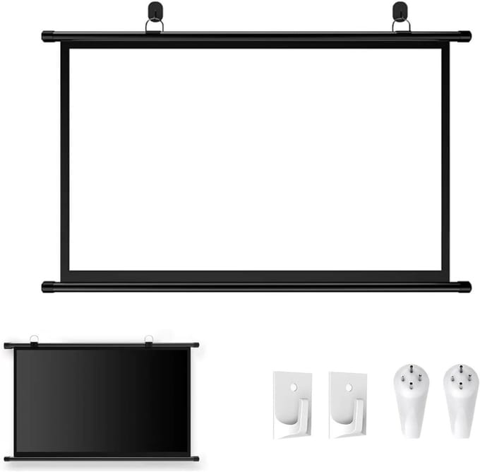Projectiescherm Handmatig - Beamer Scherm - Thuisbioscoop Creëren - Zelfnivellerend Beeld - 72 inch - Wit