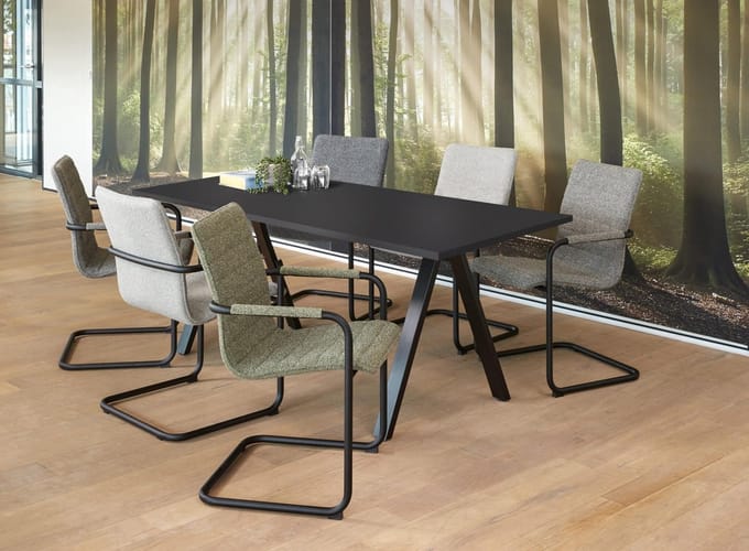 Bureau vergadertafel Victory breed 200CM diep 100CM kleur frame Wit (RAL9010) kleur blad Licht Eiken