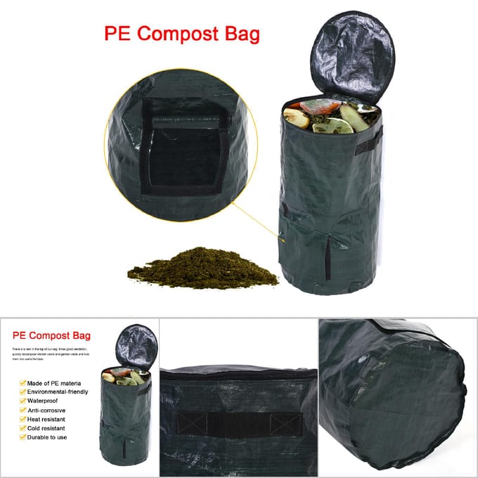 Sac de compost pour déchets organiques, jardin de cuisine, jardin, jardin, jardin, jardinière en tissu PE écologique (45 x 80cm) black