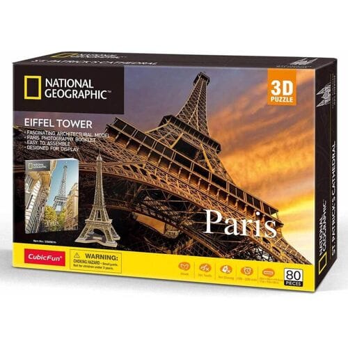 CUBIC FUN National Geographic 3D Puzzel Eiffeltoren - 80 stuks, 70,9 cm