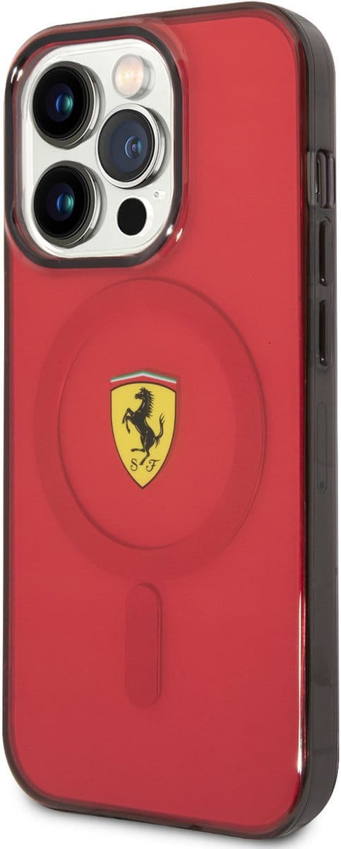 Ferrari Translucent Back Case (MagSafe Compatible) - Geschikt voor Apple iPhone 14 Pro Max (6.7") - Rood