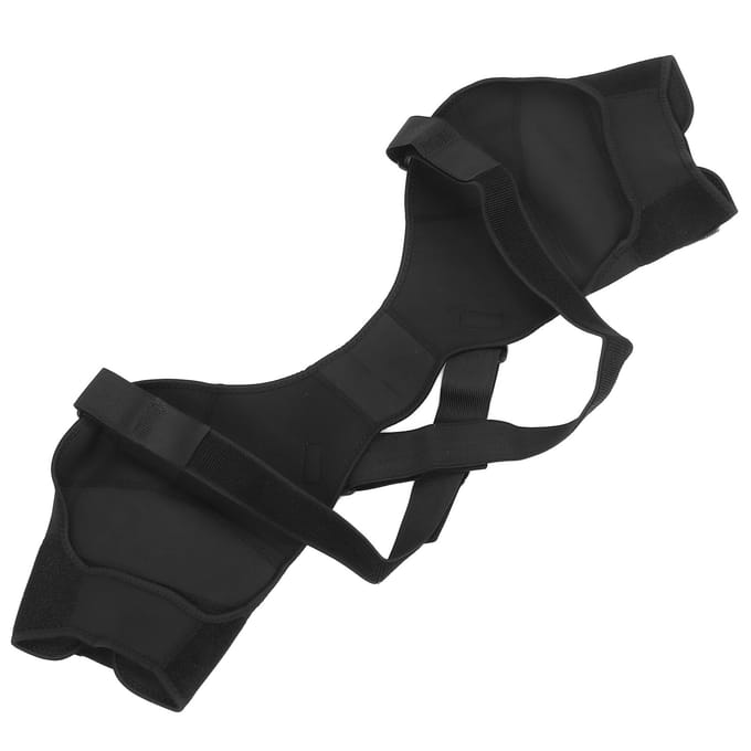 Dubbele Schoudersteunband Nylon Verlicht Pijn Schouder Compressie Beschermer Wrap M black