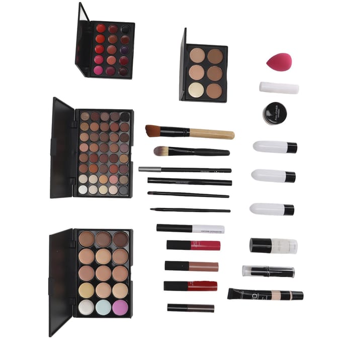 Multifunctionele Make-up Kit Cosmetische Oogschaduw Lipgloss Concealer Set met Cosmetische Tas black