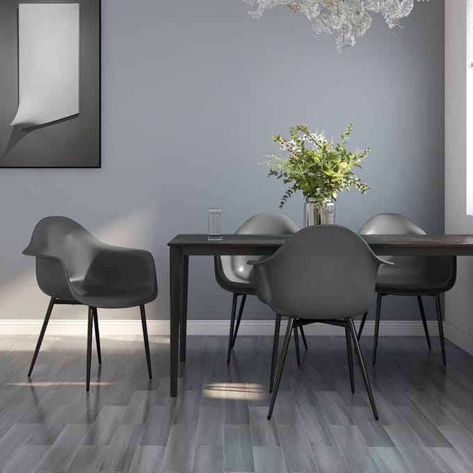 vidaXL - Eetkamerstoelen - 4 - st - PP - grijs