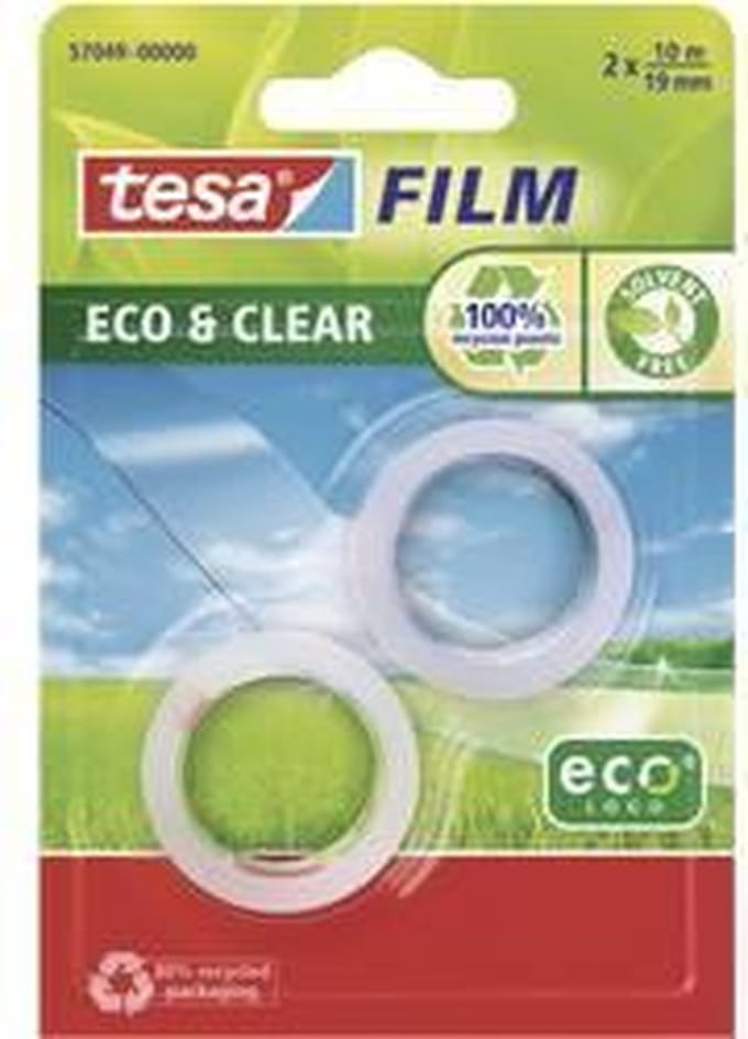 tesa 57049-00000-13 tesafilm Eco & Clear Transparant (l x b) 10 m x 19 mm 2 stuk(s)