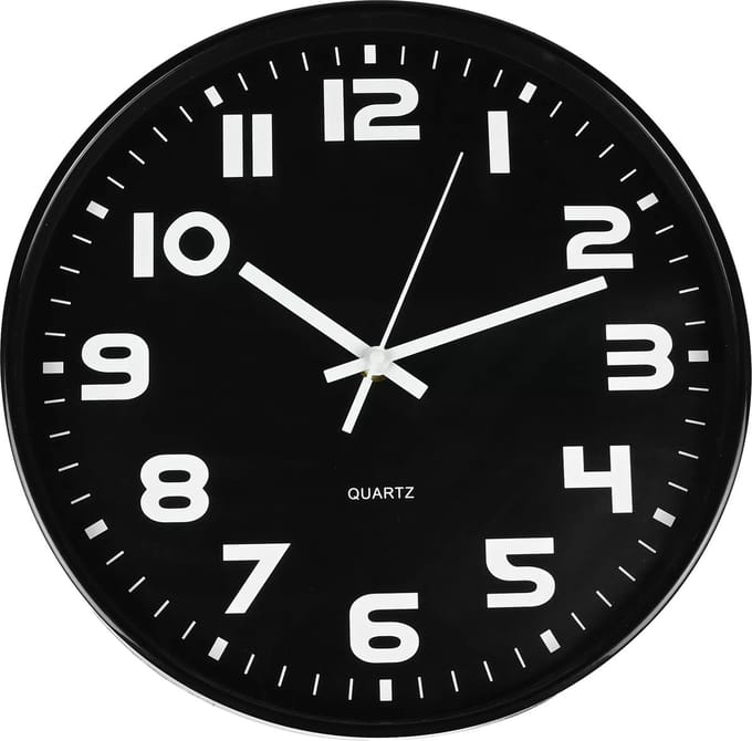 Benson Strakke zwarte wandklok - modern design - Ø30 cm - witte wijzers