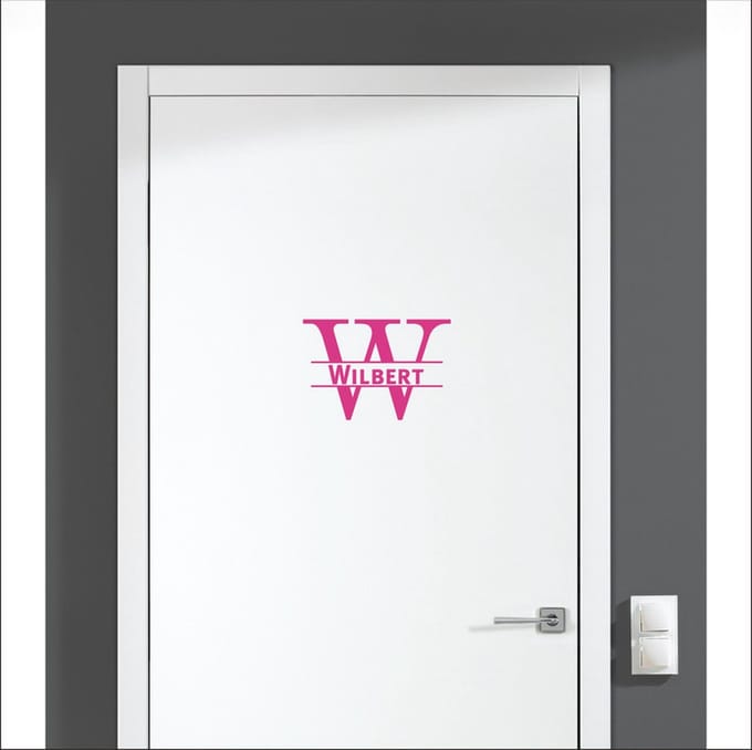 Deursticker Met Naam -  Wilbert - Roze