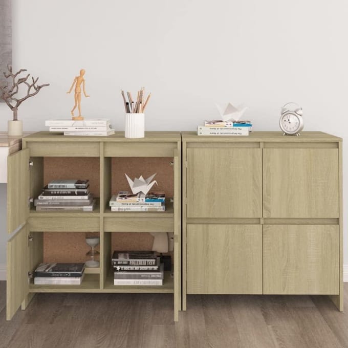 Dressoirs 2 stuks - Commode halkast - Opbergen van spullen - Minimalistisch design - 70x41x75 cm - Sonoma-eiken